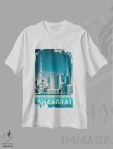 تیشرت سفید طرح دار پوستر سفر شانگهای چین، تزئینی اثر اولا هوپ تراول پوسترز | فروشگاه ایماژ