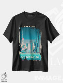 تیشرت مشکی طرح دار پوستر سفر شانگهای چین، تزئینی اثر اولا هوپ تراول پوسترز | immage.ir