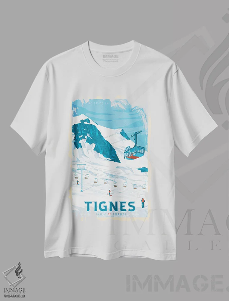 تیشرت سفید طرح دار پوستر سفر تینگز فرانسه، تزئینی اثر اولا هوپ تراول پوسترز | فروشگاه ایماژ