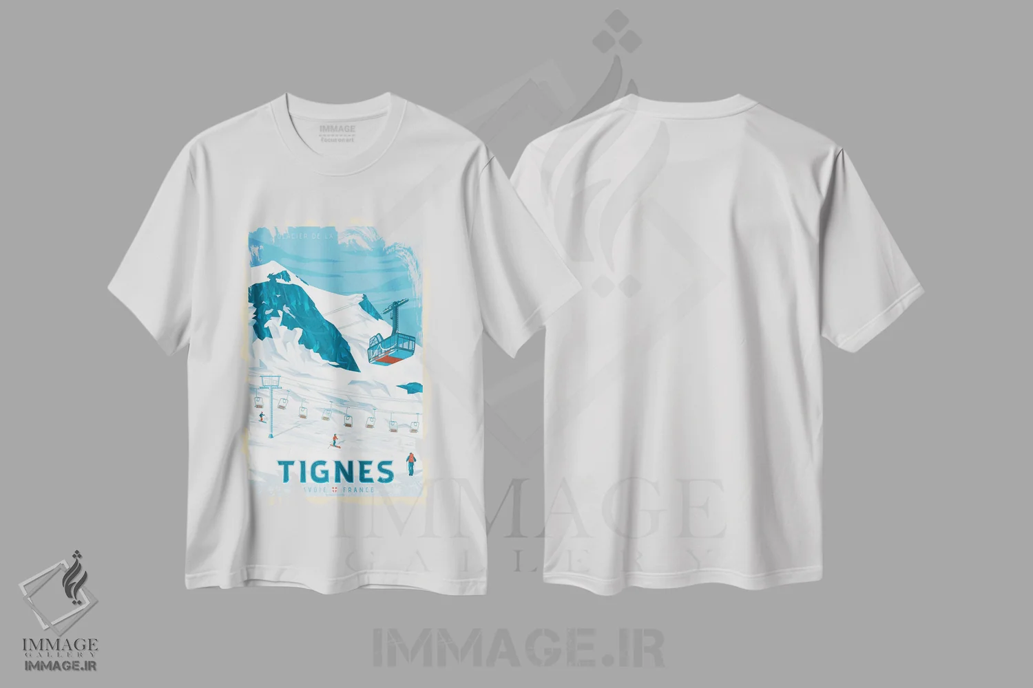 تیشرت سفید طرح دار پوستر سفر تینگز فرانسه، تزئینی اثر اولا هوپ تراول پوسترز | فروشگاه ایماژ