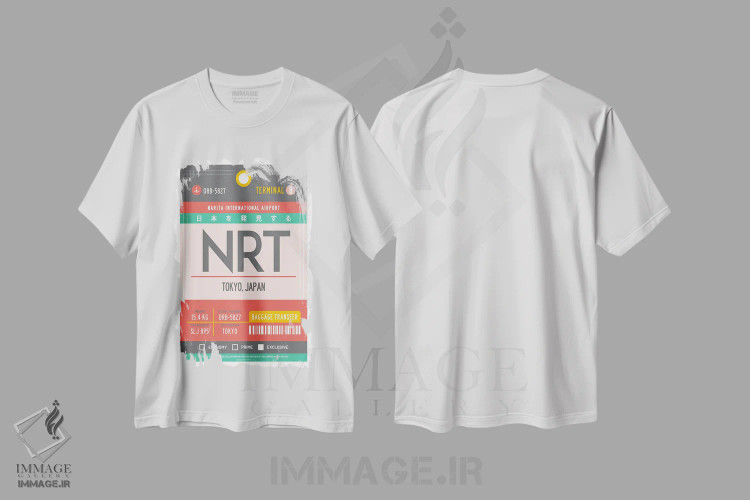 تیشرت سفید طرح دار پوستر سفر با برچسب فرودگاه توکیو ژاپن، تزئینی اثر اولا هوپ تراول پوسترز | فروشگاه ایماژ