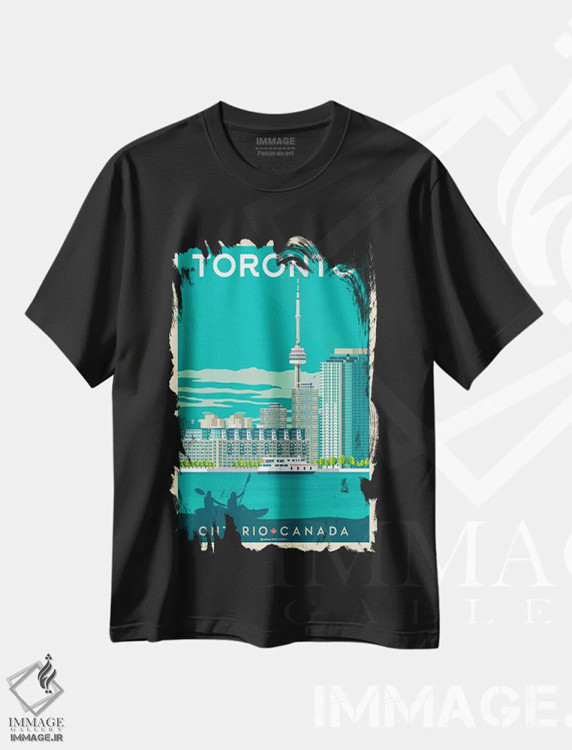 تیشرت مشکی طرح دار پوستر سفر تورنتو کانادا، تزئینی اثر اولا هوپ تراول پوسترز | immage.ir
