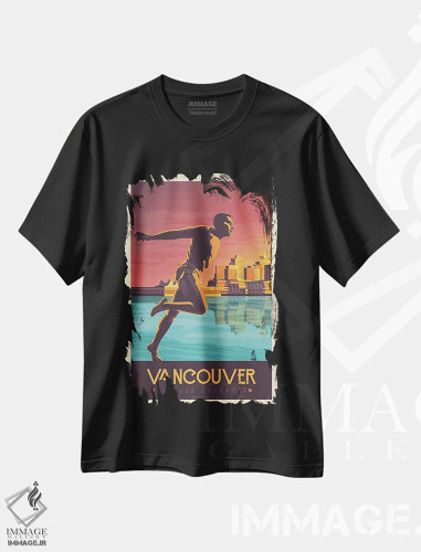 تیشرت مشکی طرح دار پوستر سفر ونکوور کانادا، تزئینی اثر اولا هوپ تراول پوسترز | فروشگاه ایماژ