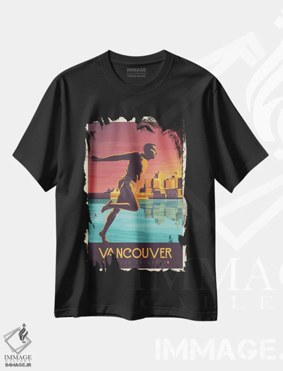 تیشرت مشکی طرح دار پوستر سفر ونکوور کانادا، تزئینی اثر اولا هوپ تراول پوسترز | فروشگاه ایماژ
