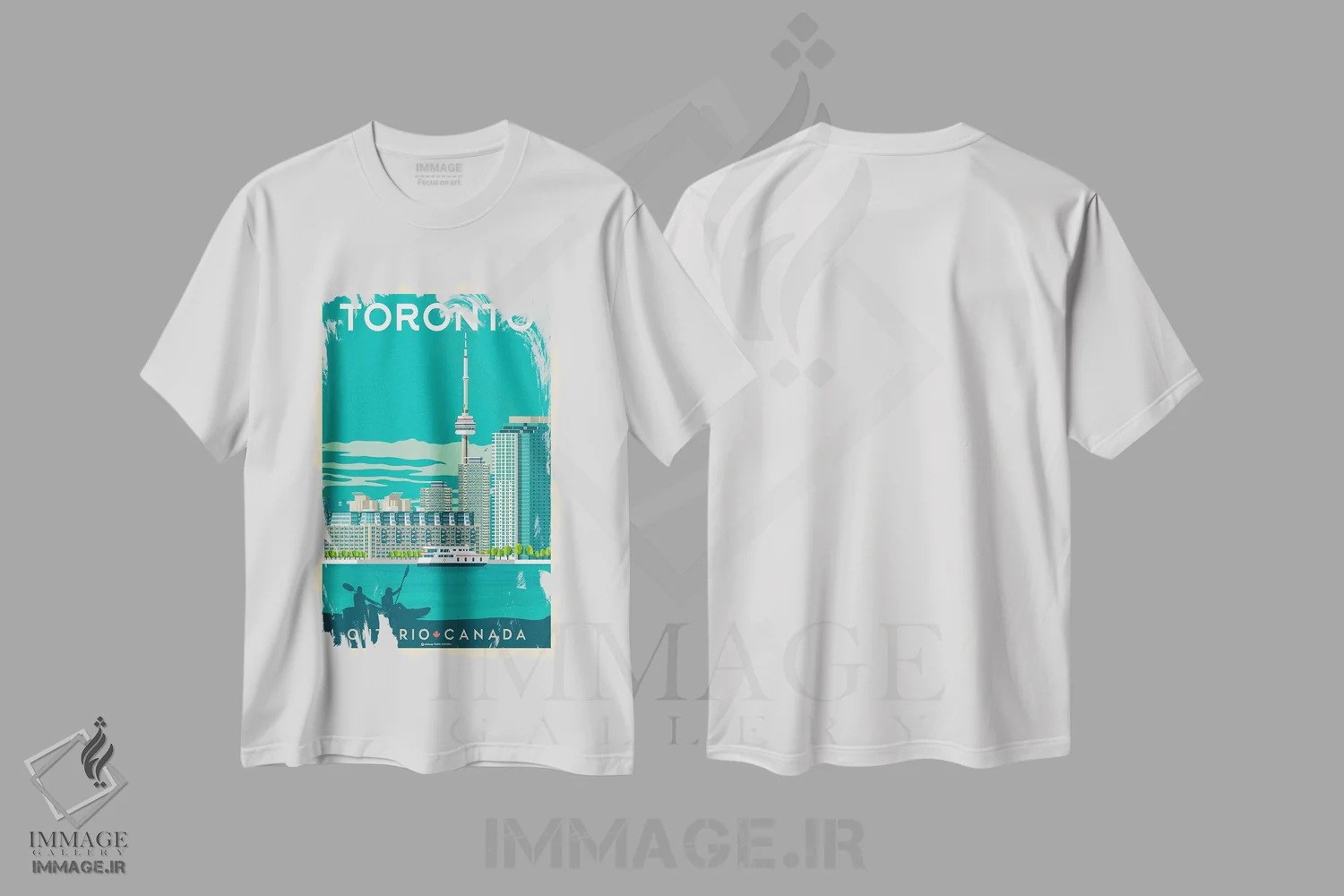 تیشرت سفید طرح دار پوستر سفر تورنتو کانادا، تزئینی اثر اولا هوپ تراول پوسترز | فروشگاه ایماژ