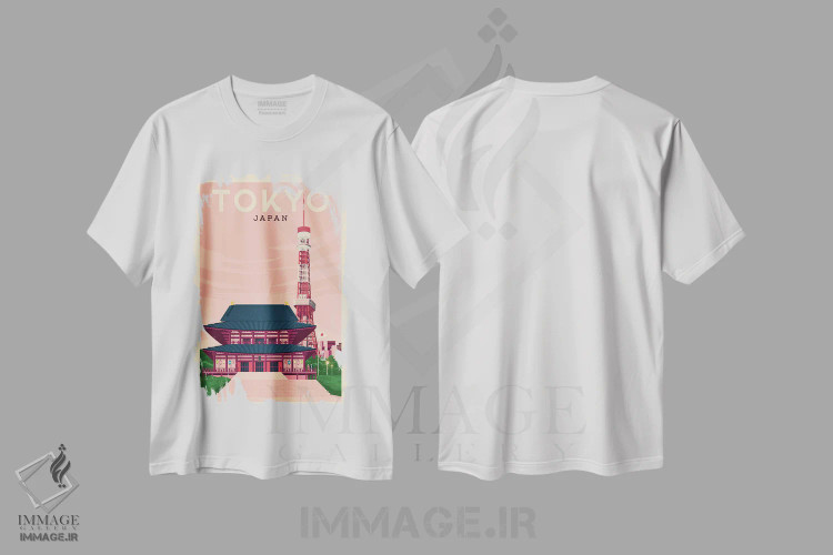 تیشرت سفید طرح دار پوستر سفر توکیو ژاپن، تزئینی اثر اولا هوپ تراول پوسترز | immage.ir