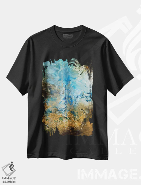 تیشرت مشکی طرح دار سیاره طلایی اثر اوسنات تزدک | immage.ir