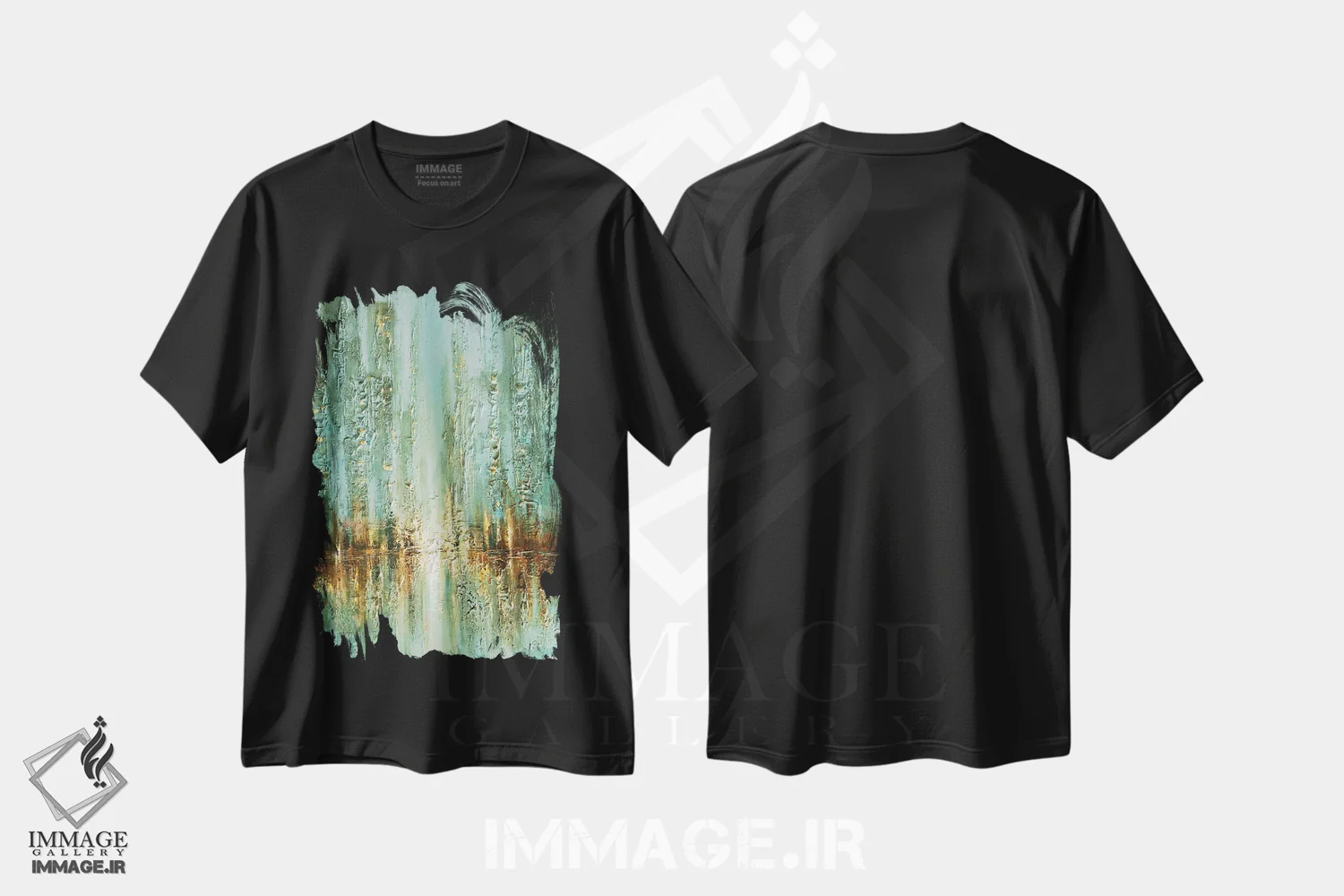 تیشرت مشکی طرح دار راه رفتن زیر باران اثر اوسنات تزدک | فروشگاه ایماژ