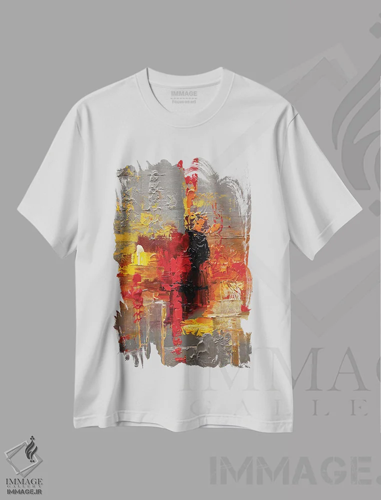 تیشرت سفید طرح دار یک لحظه اثر اوسنات تزدک | فروشگاه ایماژ