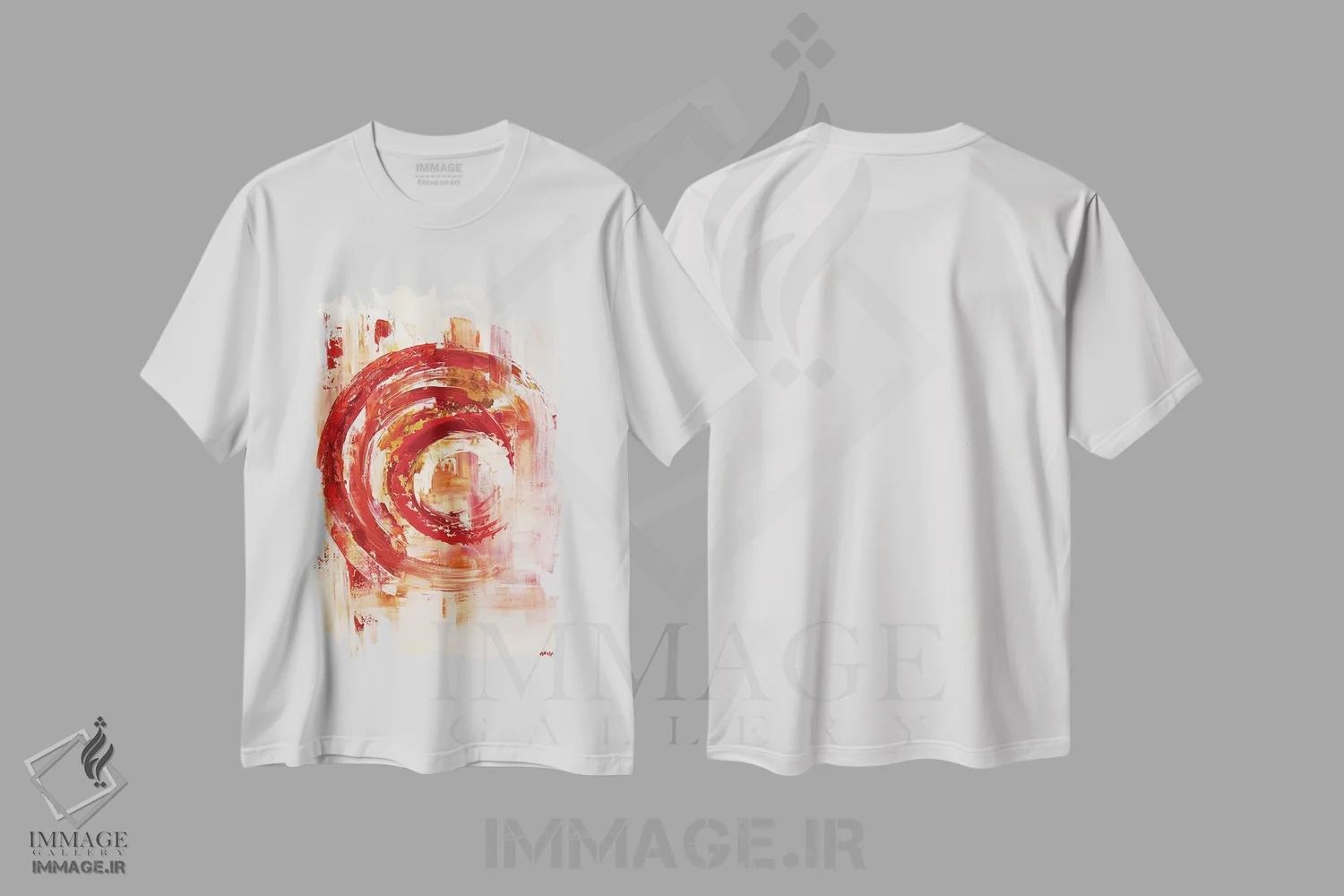 تیشرت سفید طرح دار دایره های مزارع قرمز اثر اوسنات تزدک | immage.ir