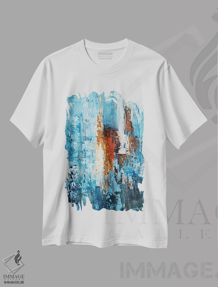 تیشرت سفید طرح دار راه طلایی اثر اوسنات تزدک | immage.ir