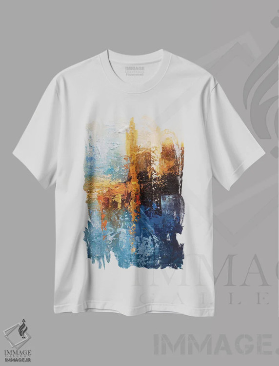 تیشرت سفید طرح دار بین زمین و آسمان اثر اوسنات تزدک | فروشگاه ایماژ