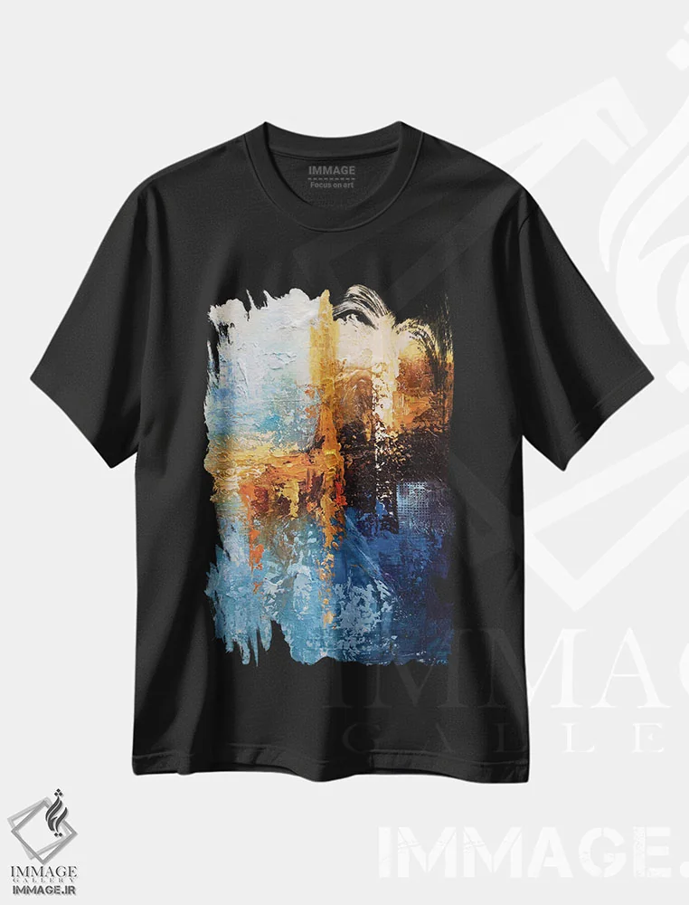 تیشرت مشکی طرح دار بین زمین و آسمان اثر اوسنات تزدک | immage.ir