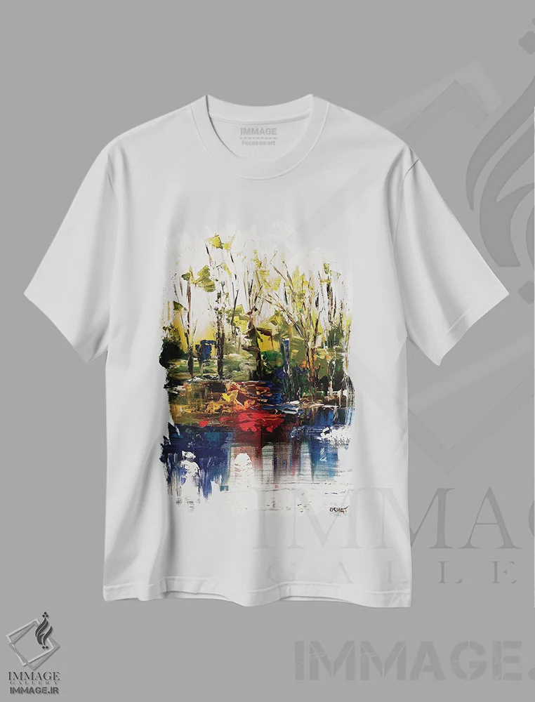 تیشرت سفید طرح دار چشم انداز اثر اوسنات تزدک | immage.ir