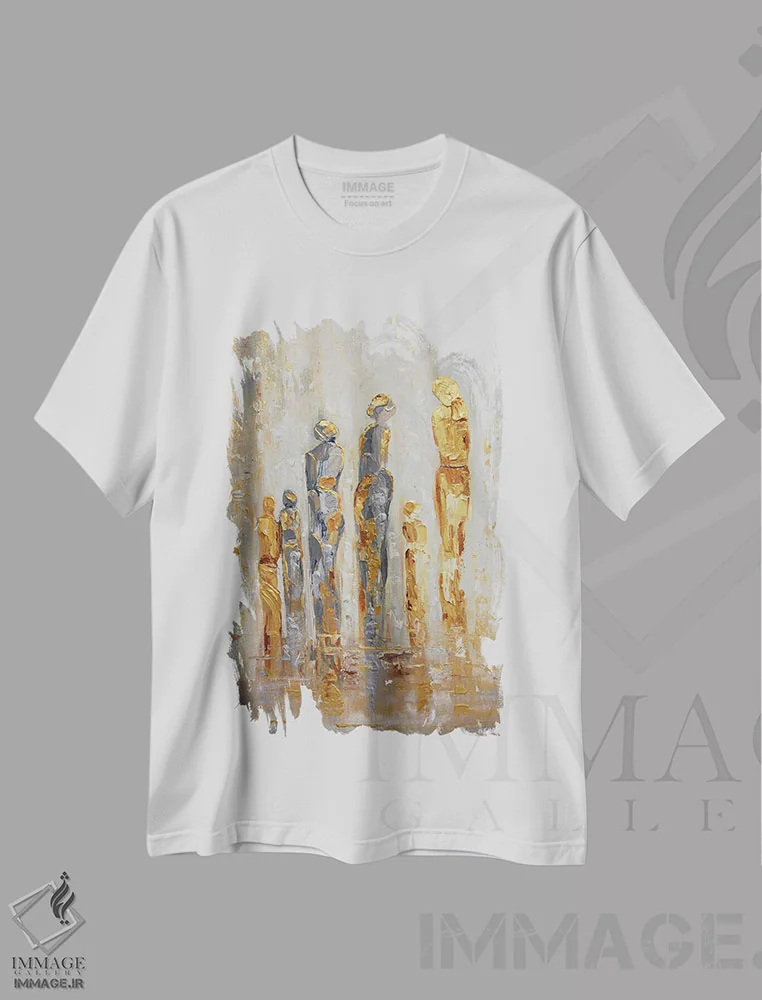 تیشرت سفید طرح دار خانواده، آبستره اثر اوسنات تزدک | immage.ir