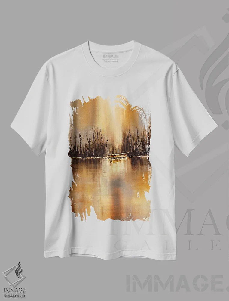 تیشرت سفید طرح دار صبح یکشنبه ۲، آبستره اثر اوسنات تزدک | فروشگاه ایماژ
