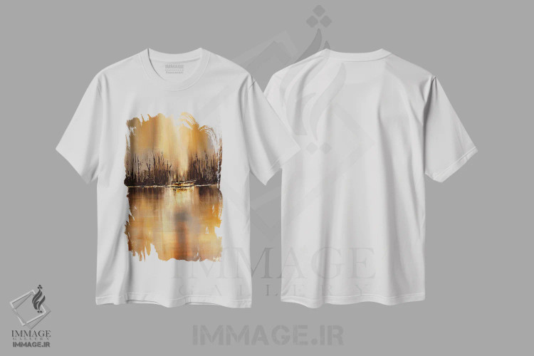 تیشرت سفید طرح دار صبح یکشنبه ۲، آبستره اثر اوسنات تزدک | فروشگاه ایماژ