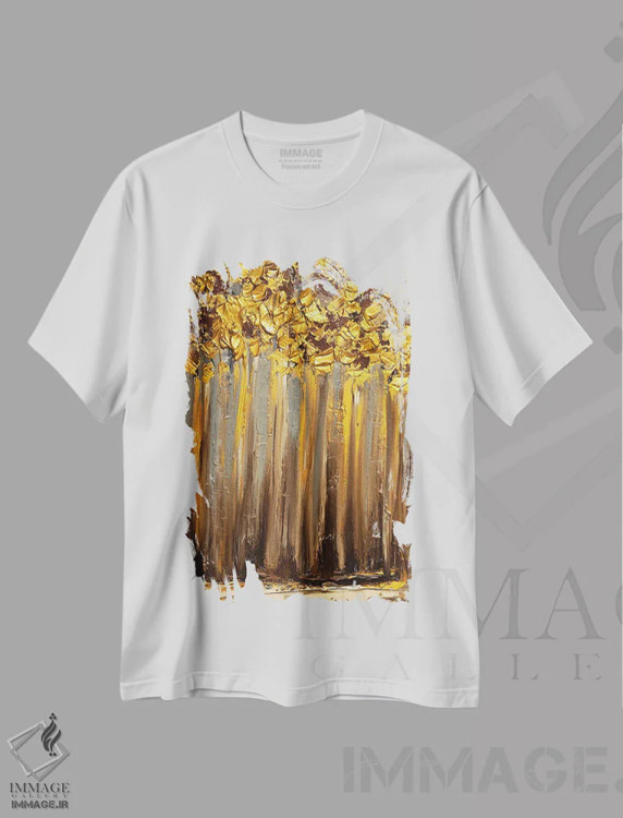 تیشرت سفید طرح دار روزی روزگاری ۲، آبستره اثر اوسنات تزدک | فروشگاه ایماژ