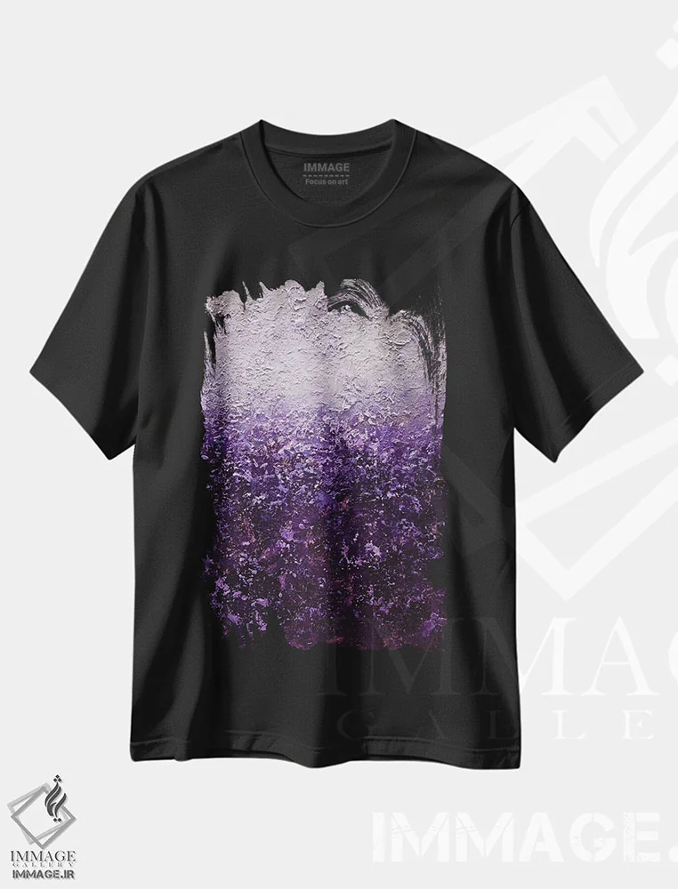تیشرت مشکی طرح دار مه ارغوانی اثر اوسنات تزدک | فروشگاه ایماژ
