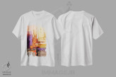 تیشرت سفید طرح دار نظریه نارنجی اثر اوسنات تزدک | فروشگاه ایماژ