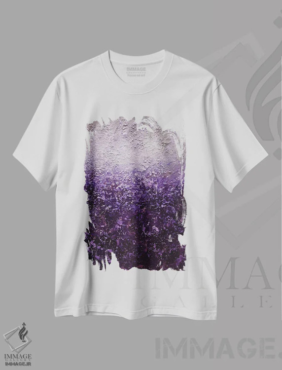 تیشرت سفید طرح دار مه ارغوانی اثر اوسنات تزدک | immage.ir