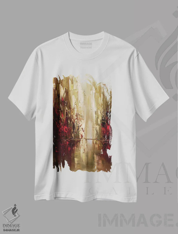 تیشرت سفید طرح دار آسمان خراش ها، آبستره اثر اوسنات تزدک | immage.ir