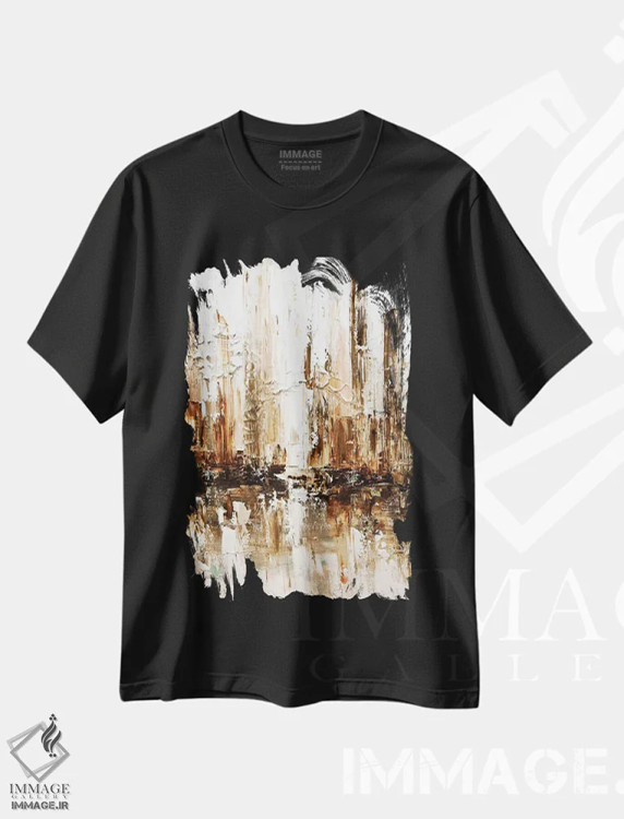 تیشرت مشکی طرح دار شهر سفید ۱، آبستره اثر اوسنات تزدک | immage.ir