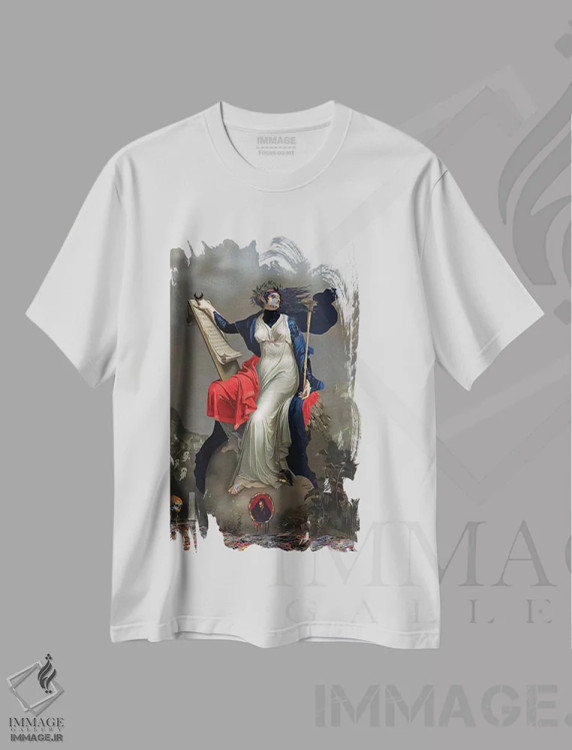 تیشرت سفید طرح دار آگنوس دئی، دکوراسیون جایگزین اثر اولیور پوچیک | فروشگاه ایماژ