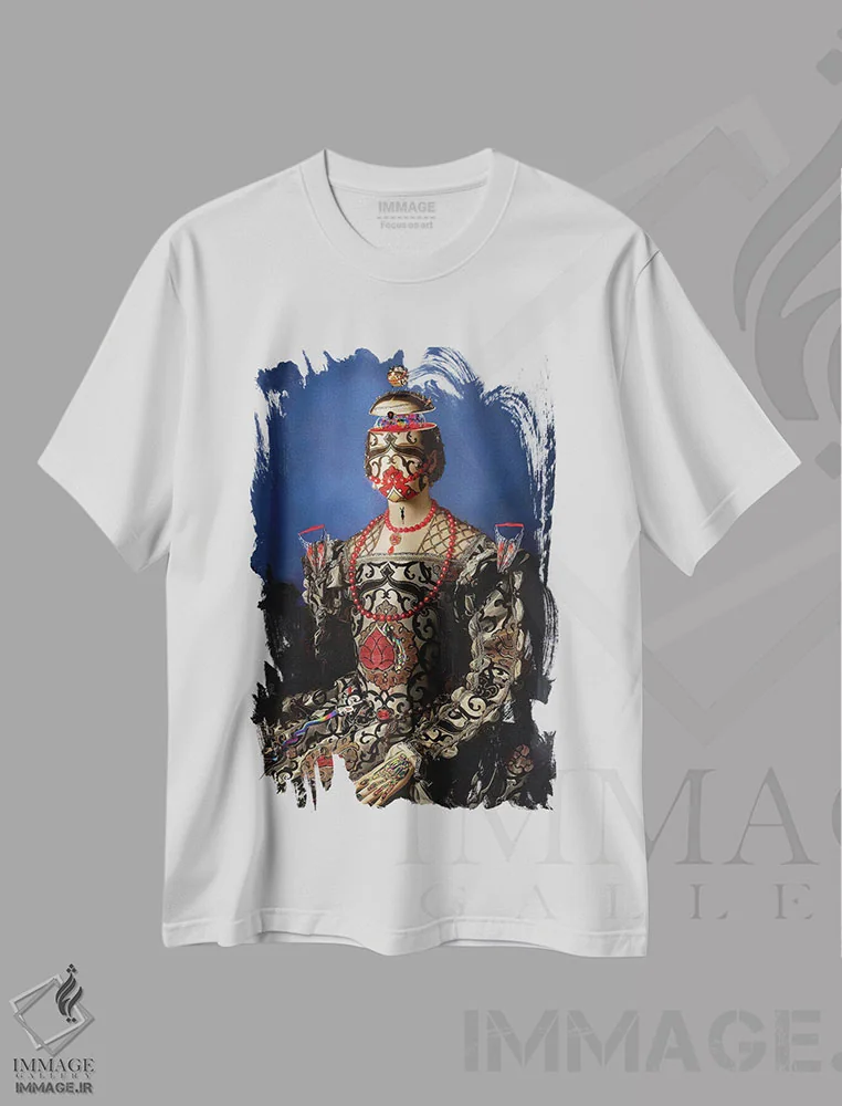 تیشرت سفید طرح دار پژمردن، دکوراسیون جایگزین اثر اولیور پوچیک | immage.ir