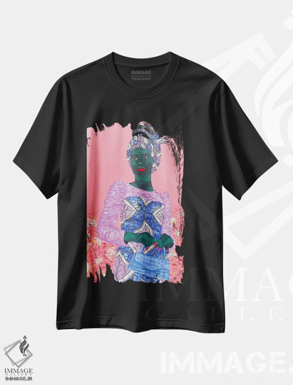 تیشرت مشکی طرح دار رمزآلودگی، دکور آفریقایی اثر اولووافمی افولابی | immage.ir