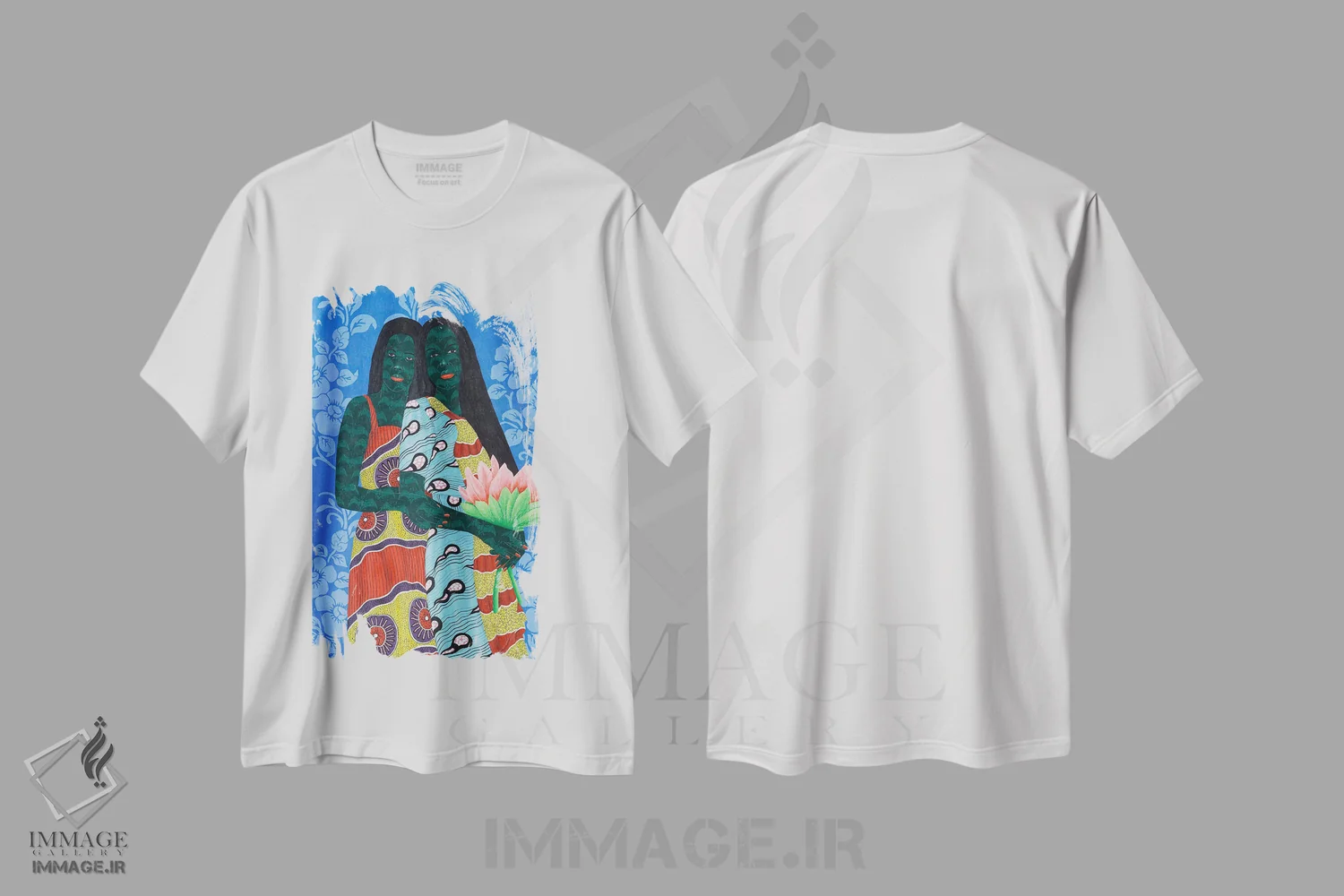 تیشرت سفید طرح دار خواهران در زرد ۵، دکور آفریقایی اثر اولووافمی افولابی | فروشگاه ایماژ