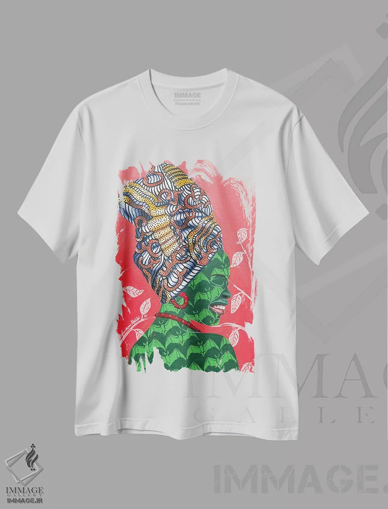 تیشرت سفید طرح دار ذهن درون، دکور آفریقایی اثر اولووافمی افولابی | فروشگاه ایماژ