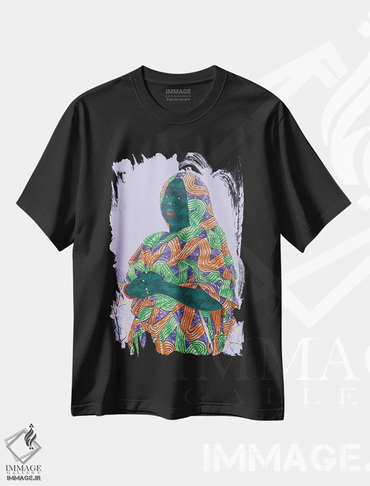 تیشرت مشکی طرح دار طبیعت درون ۱، دکور آفریقایی اثر اولووافمی افولابی | فروشگاه ایماژ