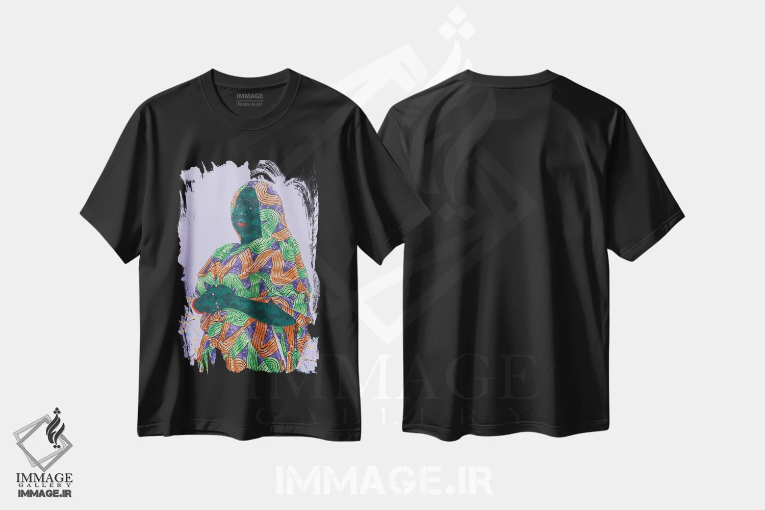 تیشرت مشکی طرح دار طبیعت درون ۱، دکور آفریقایی اثر اولووافمی افولابی | فروشگاه ایماژ