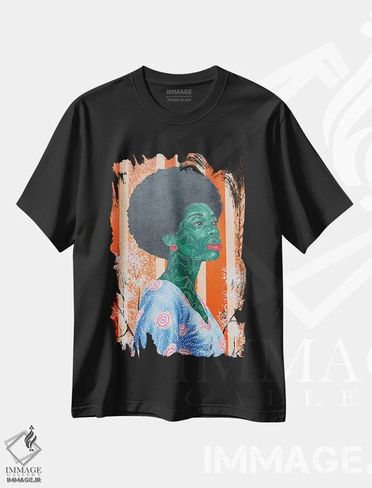 تیشرت مشکی طرح دار بینش ۱، دکور آفریقایی اثر اولووافمی افولابی | فروشگاه ایماژ