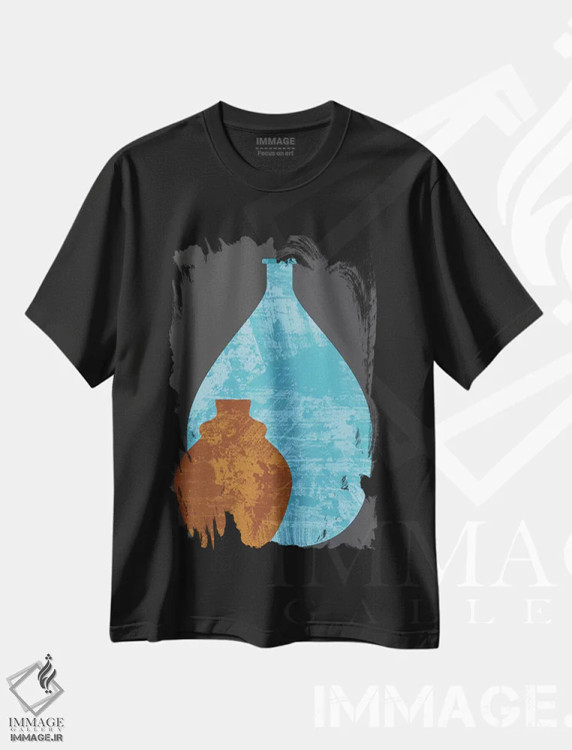 تیشرت مشکی طرح دار گلدان ها، تزئینی اثر فلت اول | immage.ir