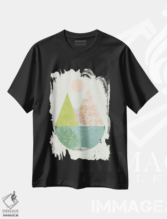 تیشرت مشکی طرح دار بهار، آبستره اثر فلت اول | immage.ir