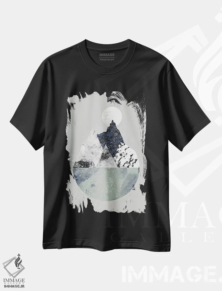 تیشرت مشکی طرح دار زمستان، آبستره اثر فلت اول | immage.ir