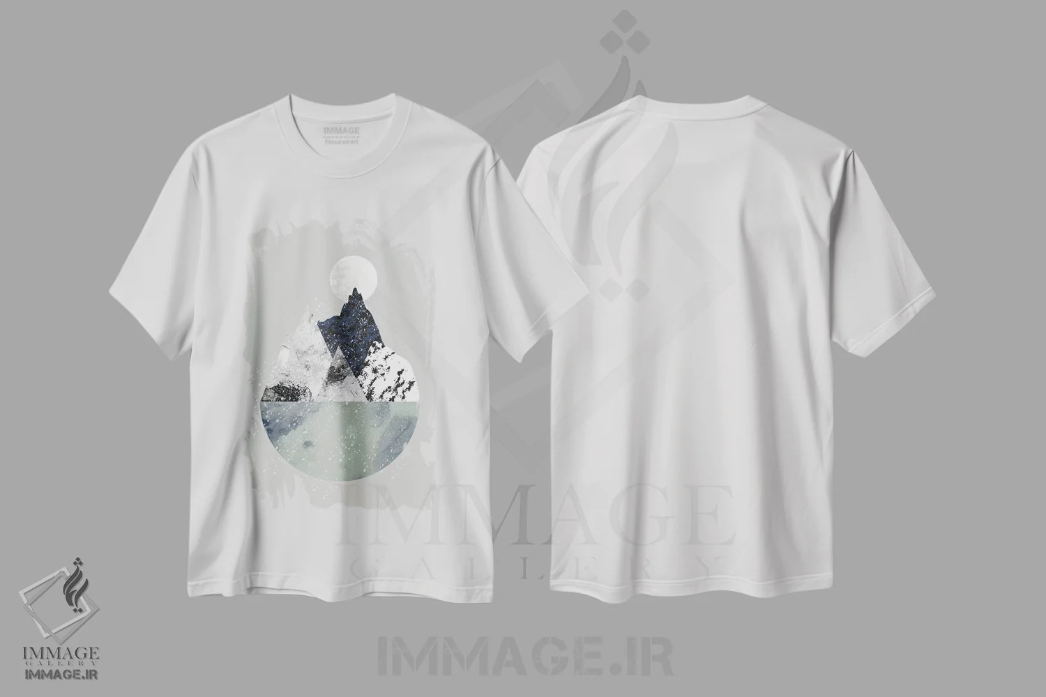 تیشرت سفید طرح دار زمستان، آبستره اثر فلت اول | فروشگاه ایماژ