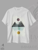تیشرت سفید طرح دار طوفان و آرامش، آبستره اثر فلت اول | فروشگاه ایماژ