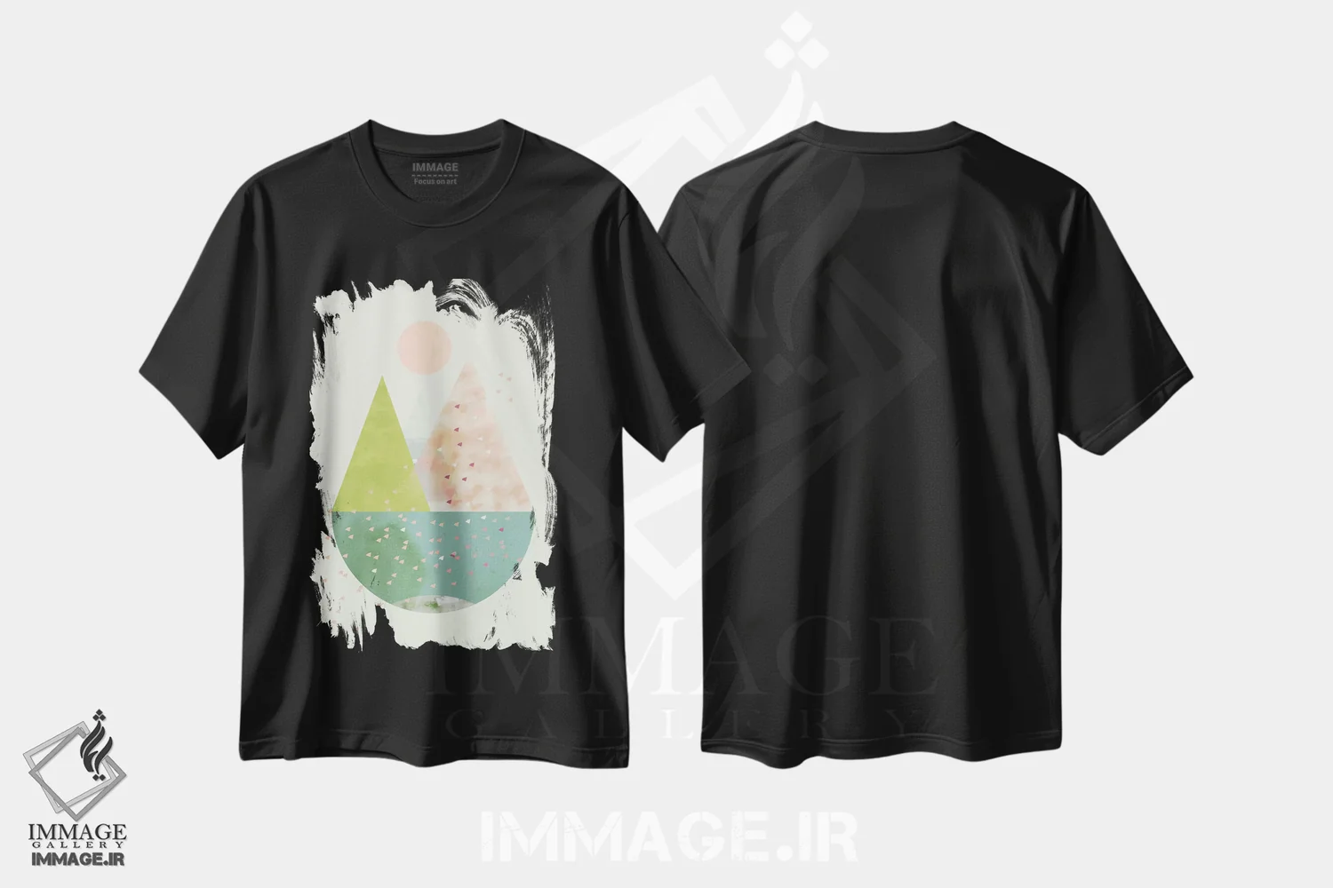 تیشرت مشکی طرح دار بهار، آبستره اثر فلت اول | immage.ir