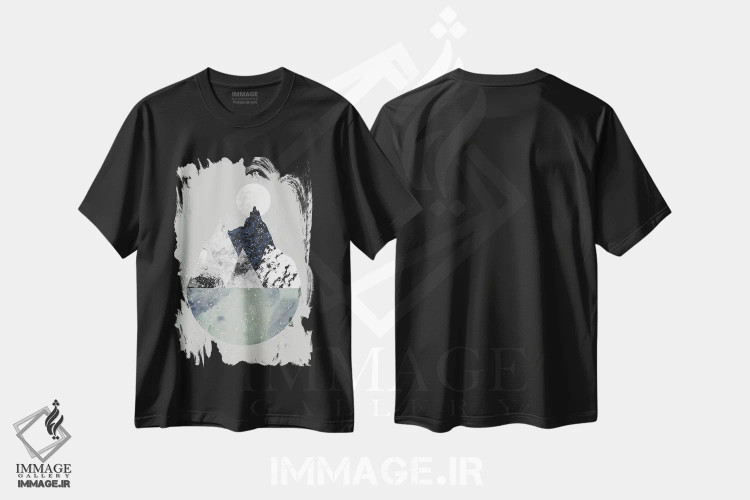 تیشرت مشکی طرح دار زمستان، آبستره اثر فلت اول | immage.ir