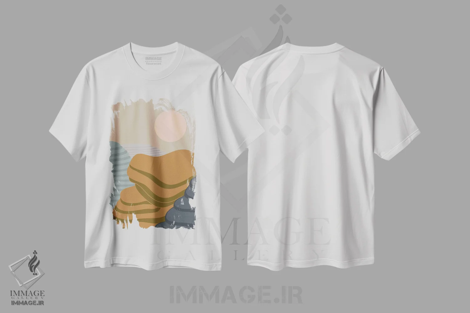 تیشرت سفید طرح دار مزارع پلکانی، هنر دیجیتال اثر فلت اول | immage.ir