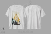 تیشرت سفید طرح دار آتشفشان، آبستره اثر فلت اول | فروشگاه ایماژ