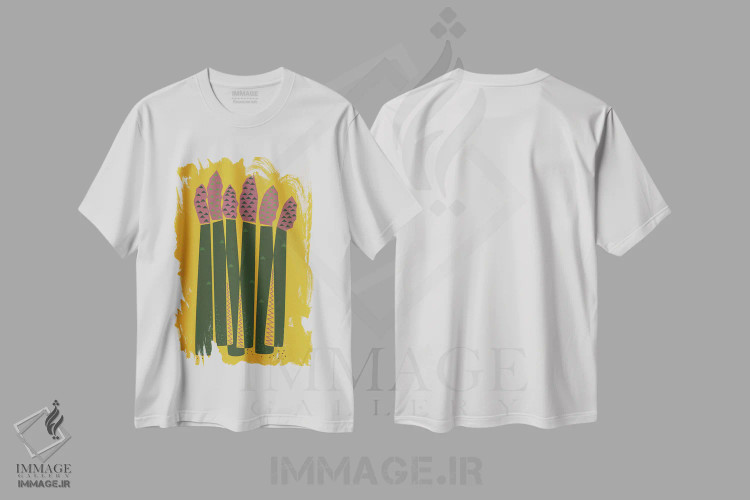 تیشرت سفید طرح دار مارچوبه، تزئینی اثر فلت اول | immage.ir