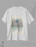 تیشرت سفید طرح دار جنگل کوچک سیاه، آبستره اثر فلت اول | immage.ir
