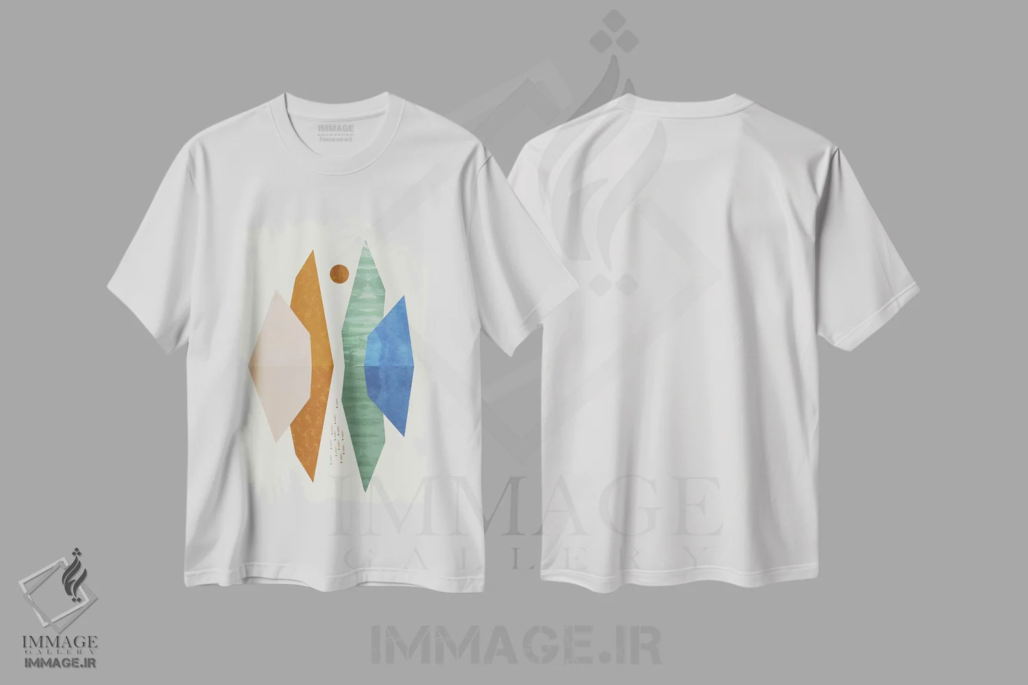 تیشرت سفید طرح دار صخره ها اثر فلت اول | immage.ir