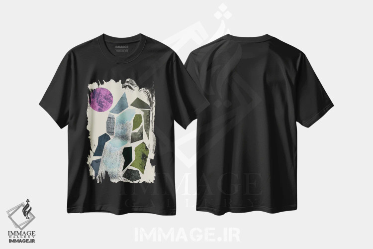 تیشرت مشکی طرح دار آبشار کوچک اثر فلت اول | immage.ir