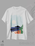 تیشرت سفید طرح دار روز تابستانی، تزئینی اثر فلت اول | فروشگاه ایماژ
