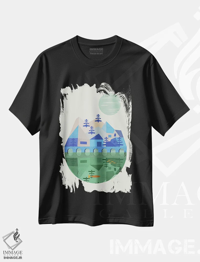 تیشرت مشکی طرح دار پل، تزئینی اثر فلت اول | فروشگاه ایماژ